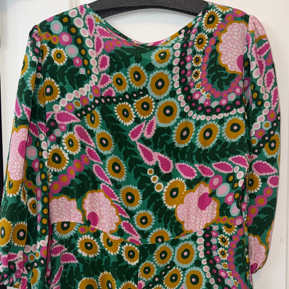 Like New Max Mara Weekend Silk Jupiter Floral Green and Pink Maxi Dress Sz S - Picture 15 of 15